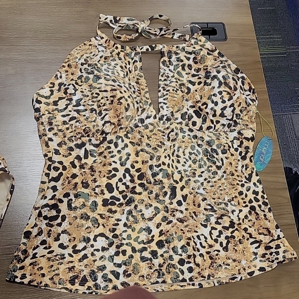 Mynah-Leopard Print NWT-Two Piece Mynah Bathing Suit-Size 22W - Picture 4 of 17